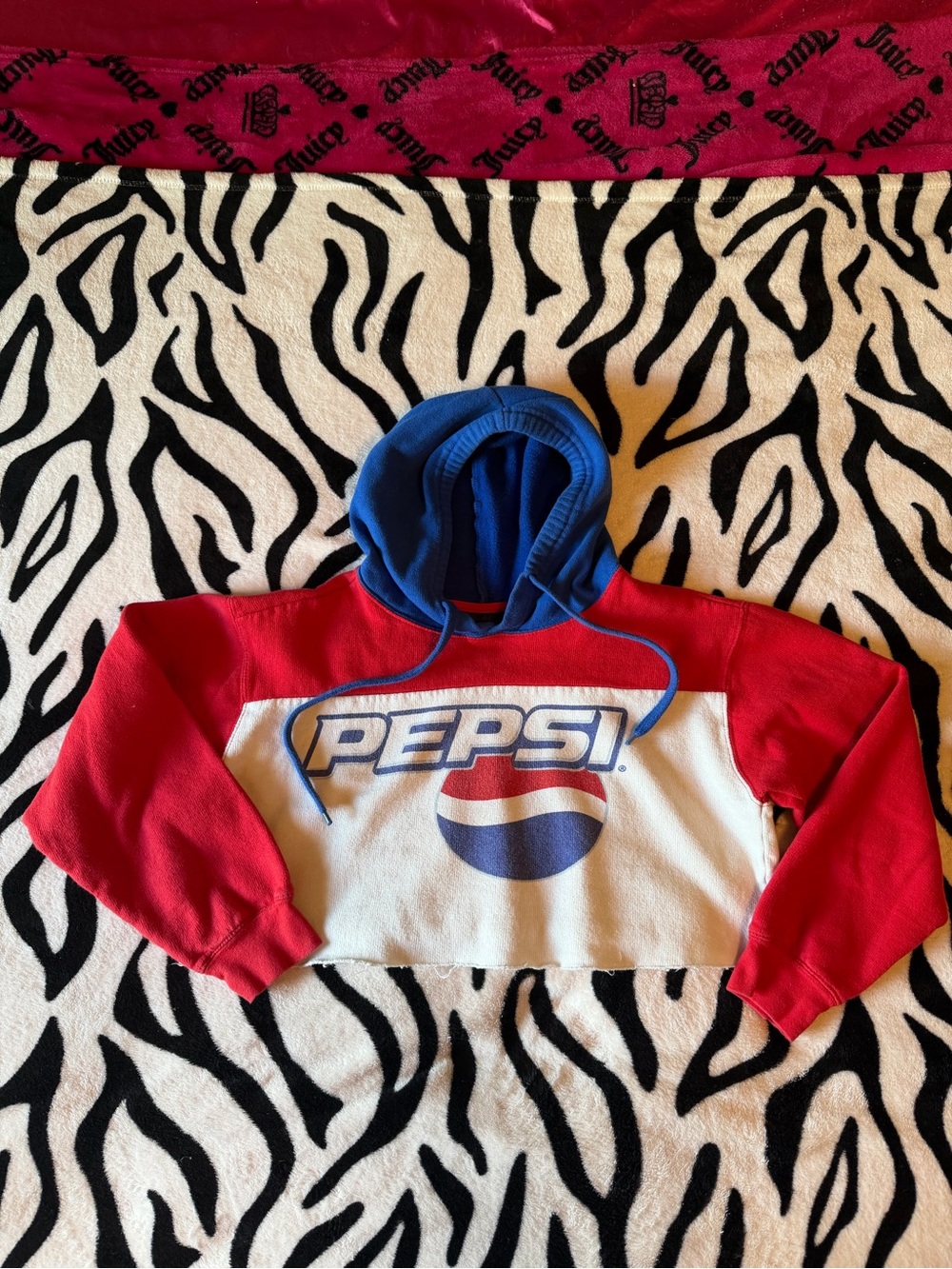 Pepsi Red, White & Blue Logo Crop Hoodie